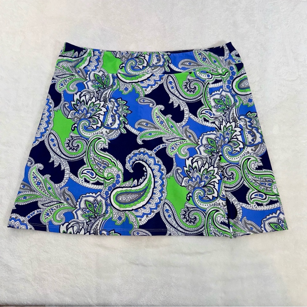 Jude Connally Active Wear Skort Sz L Paisley Print Pull On Pickleball Tennis